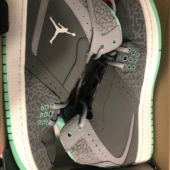 grey and mint green jordans